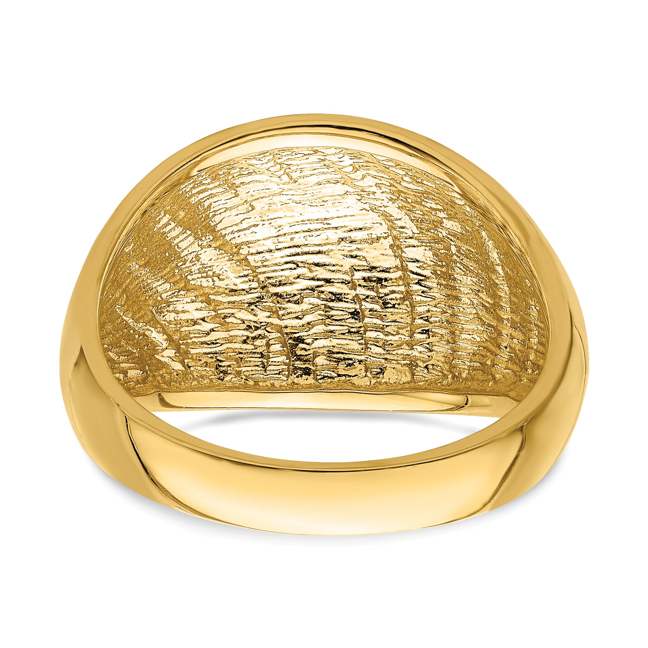 14K Diamond-cut Lattice Pattern Dome Ring