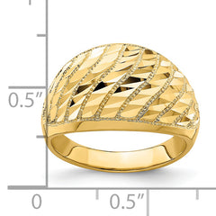14K Diamond-cut Lattice Pattern Dome Ring