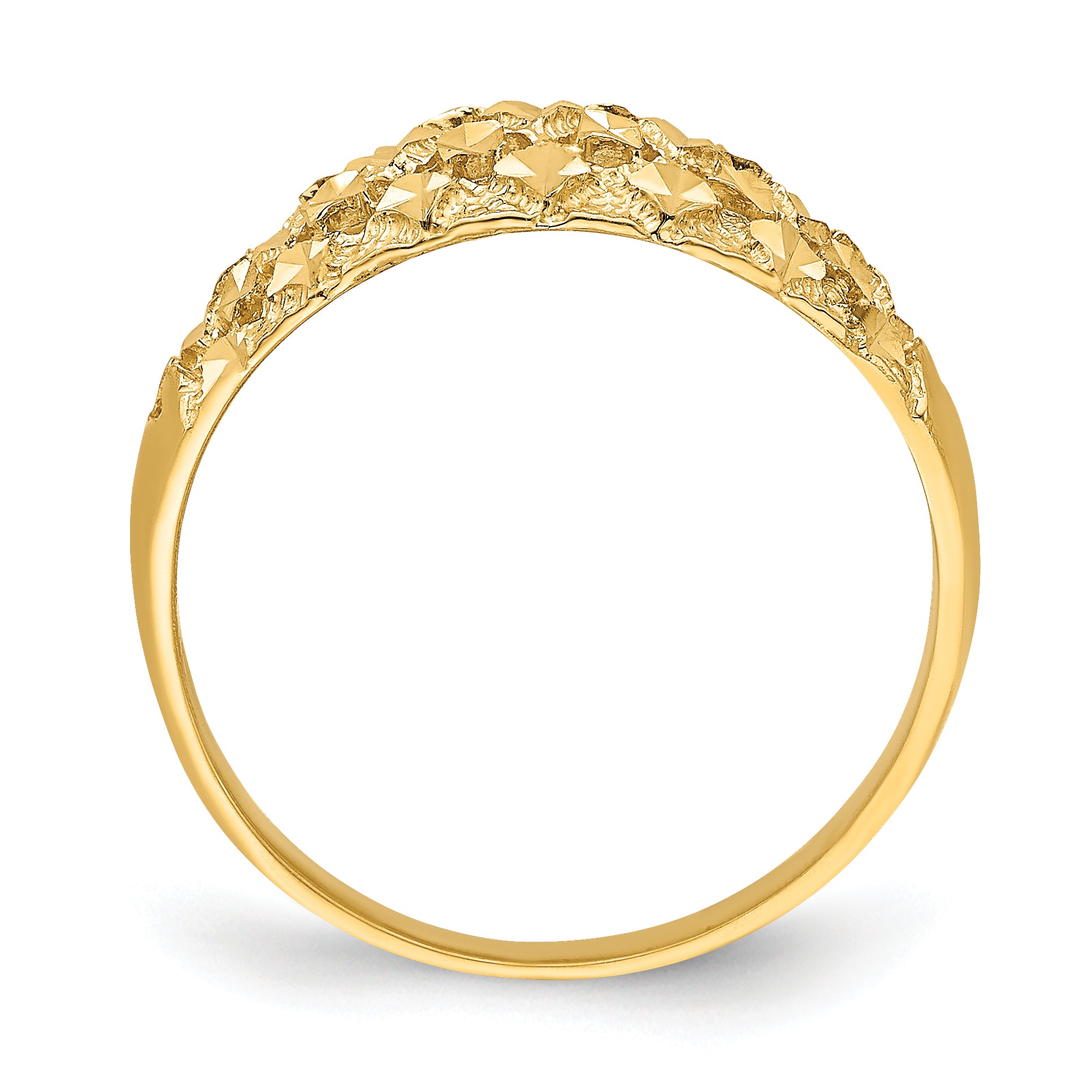 14K Diamond-cut Mini Diamond Pattern Dome Ring