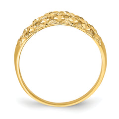 14K Diamond-cut Mini Diamond Pattern Dome Ring