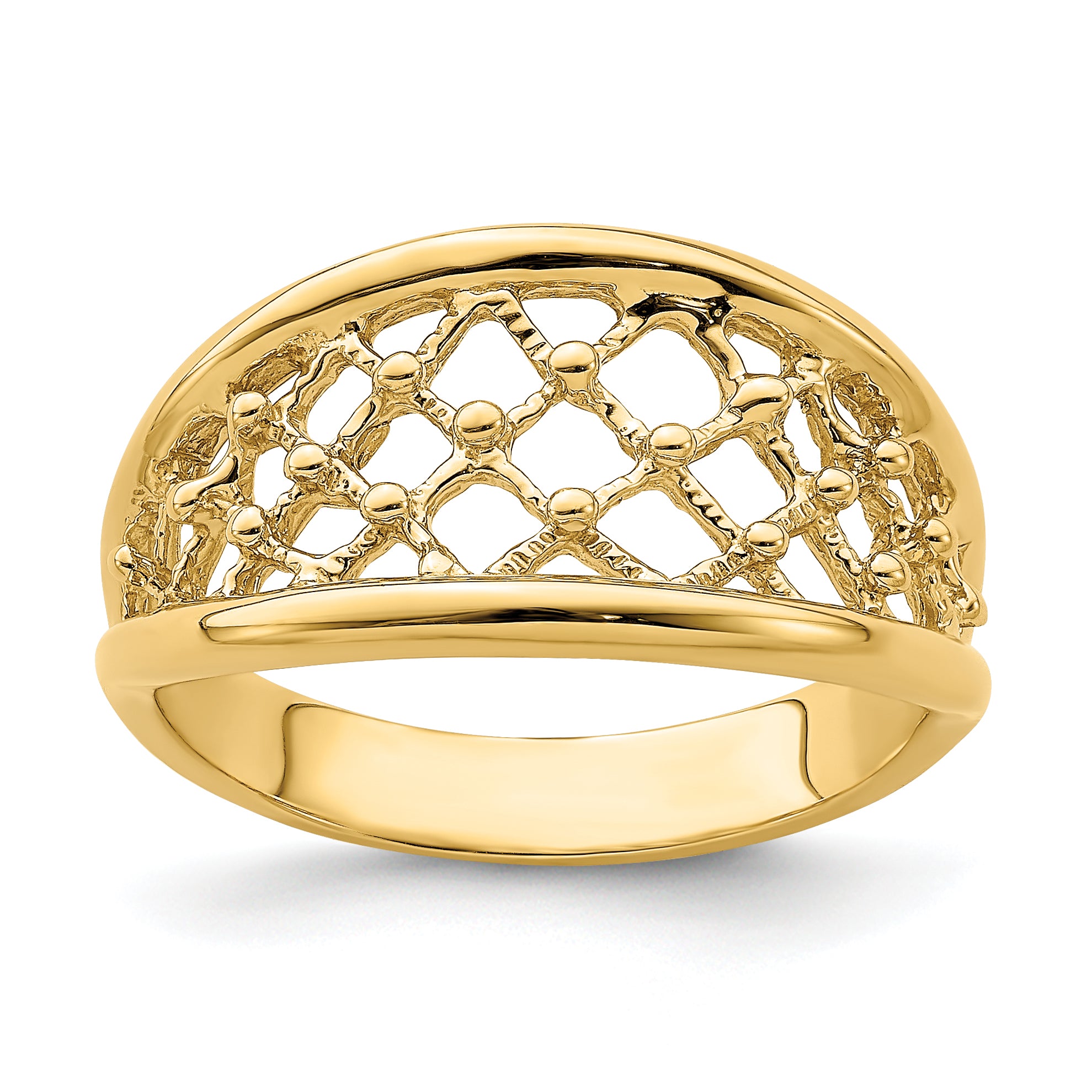 14K Mesh Ring Tapered Band Ring Main image
