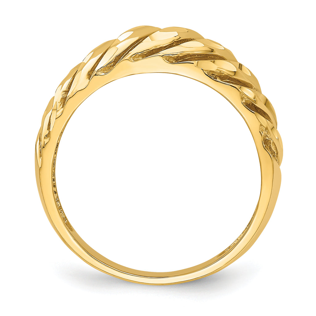 14K Open Slash Diamond-cut Dome Ring
