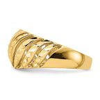 14K Open Slash Diamond-cut Dome Ring