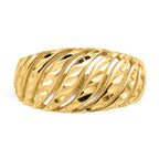14K Open Slash Diamond-cut Dome Ring