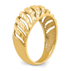 14K Open Slash Diamond-cut Dome Ring