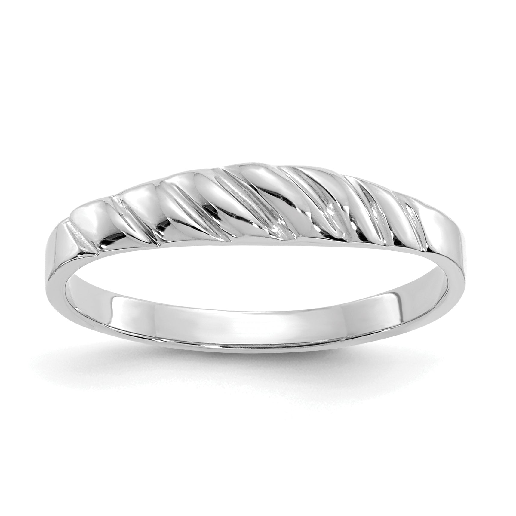 14K White Gold Polished Valley Dome Ring Main image
