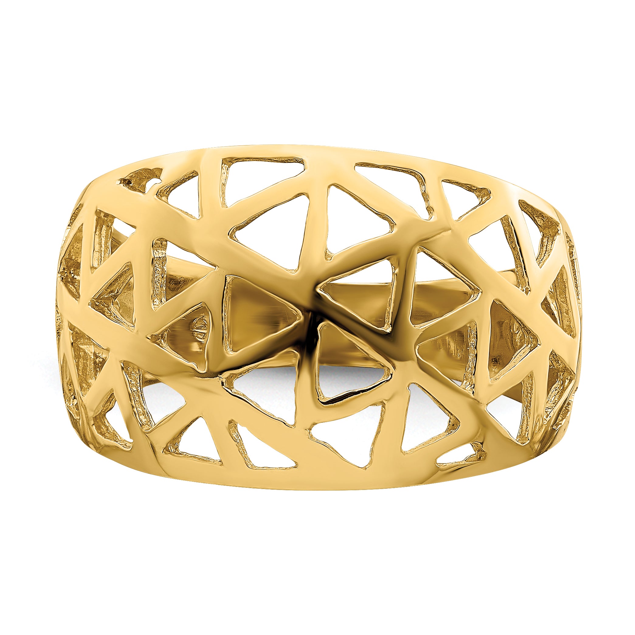 14K Triangle Cut-out Pattern Dome Ring