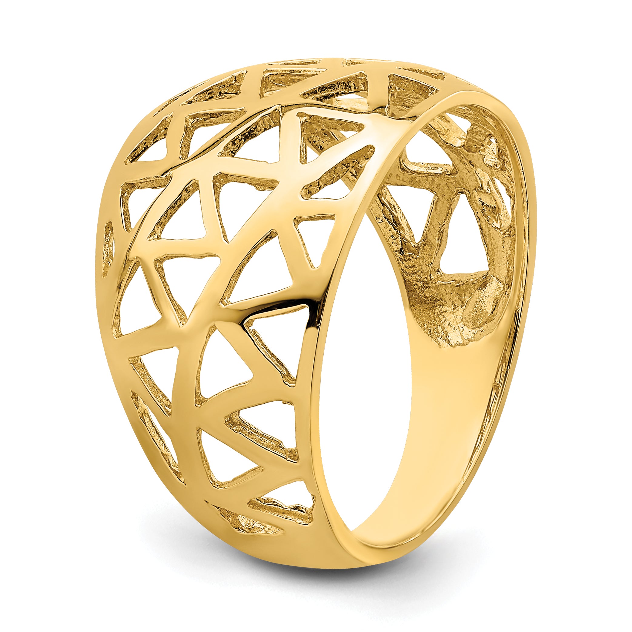 14K Triangle Cut-out Pattern Dome Ring