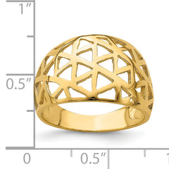 14K Triangle Cut-out Pattern Dome Ring