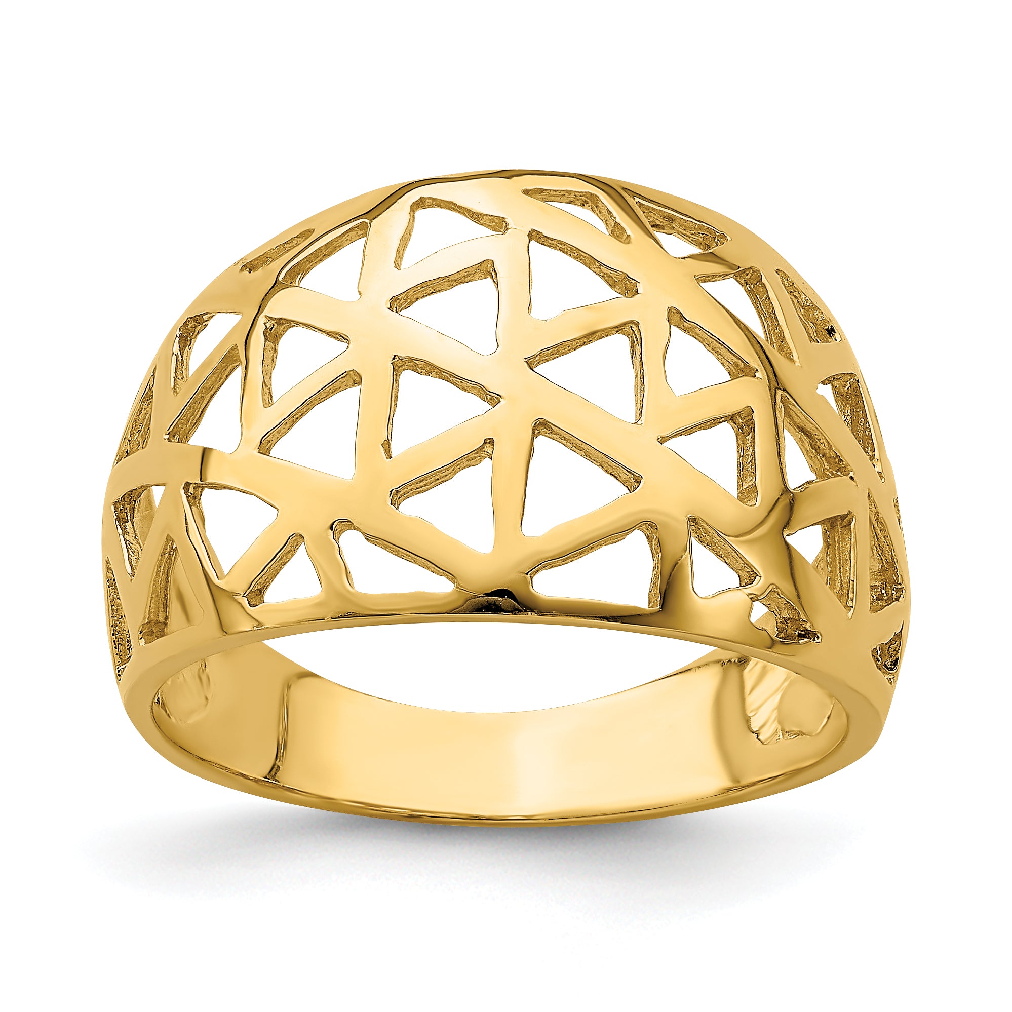 14K Triangle Cut-out Pattern Dome Ring Main image