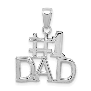 #1 Dad Charm in 14K White Gold, 22mm - Sophia Jewelers