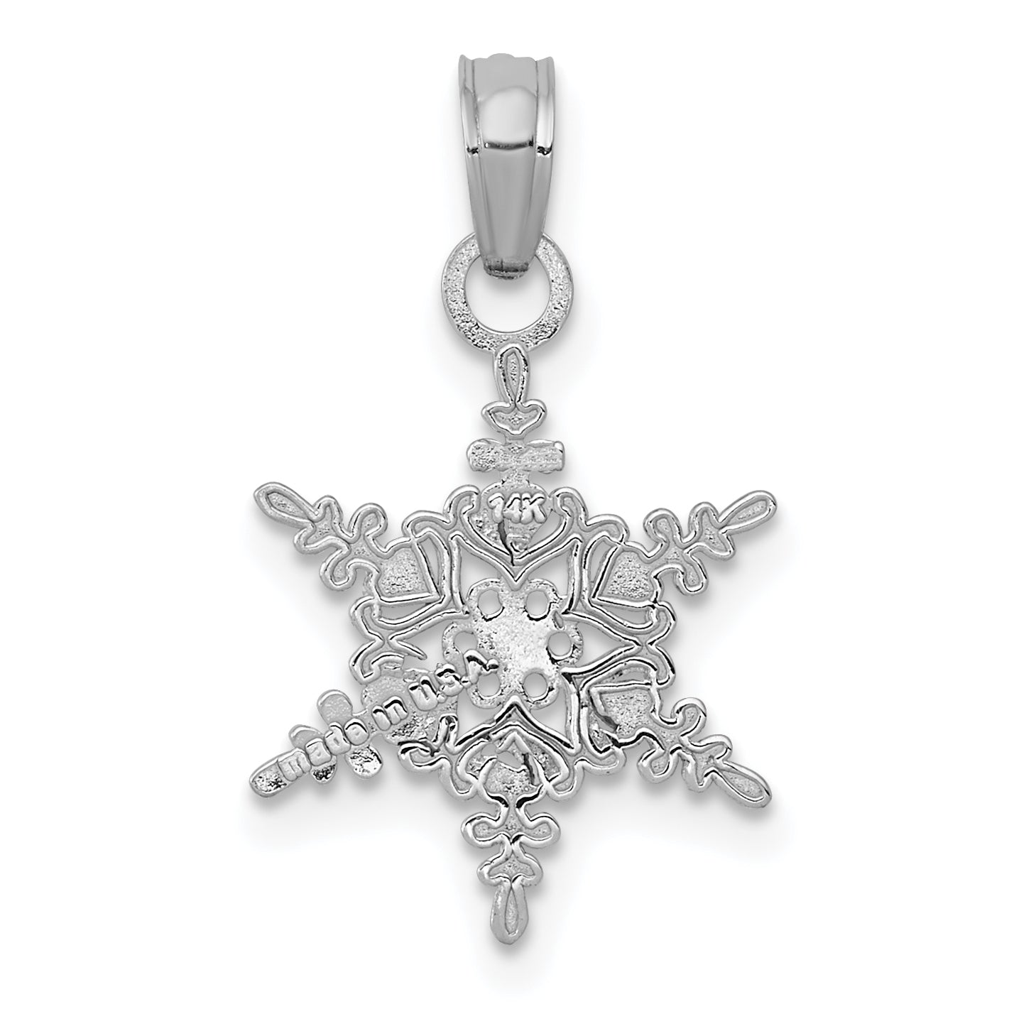 14k White Gold Small Snowflake Pendant