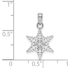 14k White Gold Small Snowflake Pendant