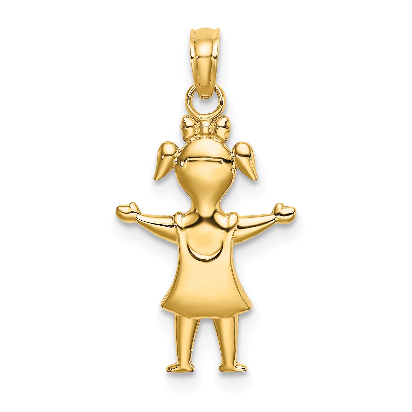 14k Solid Polished Girl with Pig-Tails Charm Main image