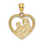 Mom/Baby Heart Casted Charm in 14K Yellow Gold, 21mm Satin & Polished - Sophia Jewelers