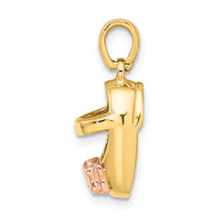 14k  3-D Two-tone Baby Shoe with Bow Charm