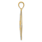 14K Yellow Gold With Rhodium Diamond-Cut and Polished Filigree Swirl Pendant