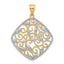 14K Yellow Gold With Rhodium Diamond-Cut and Polished Filigree Swirl Pendant