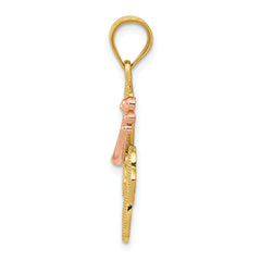 14k Two-tone Yellow and Rose Hibiscus Charm