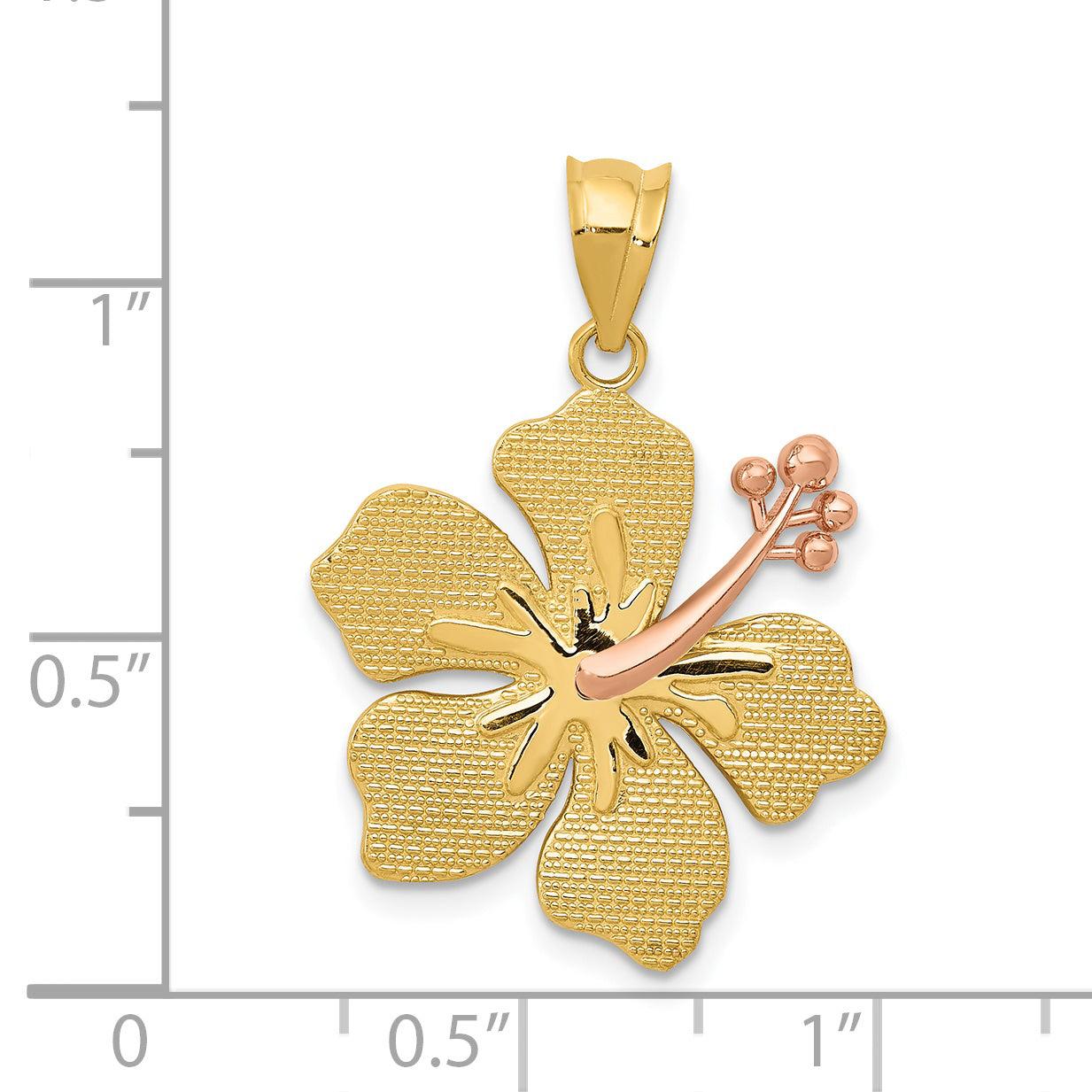 14k Two-tone Yellow and Rose Hibiscus Charm