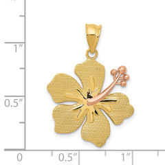 14k Two-tone Yellow and Rose Hibiscus Charm