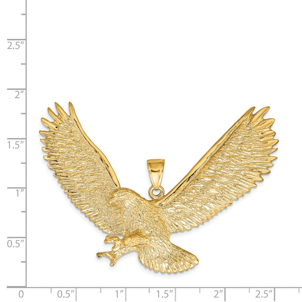 Large Eagle Pendant in 14K Yellow Gold, 50mm Textured - Sophia Jewelers