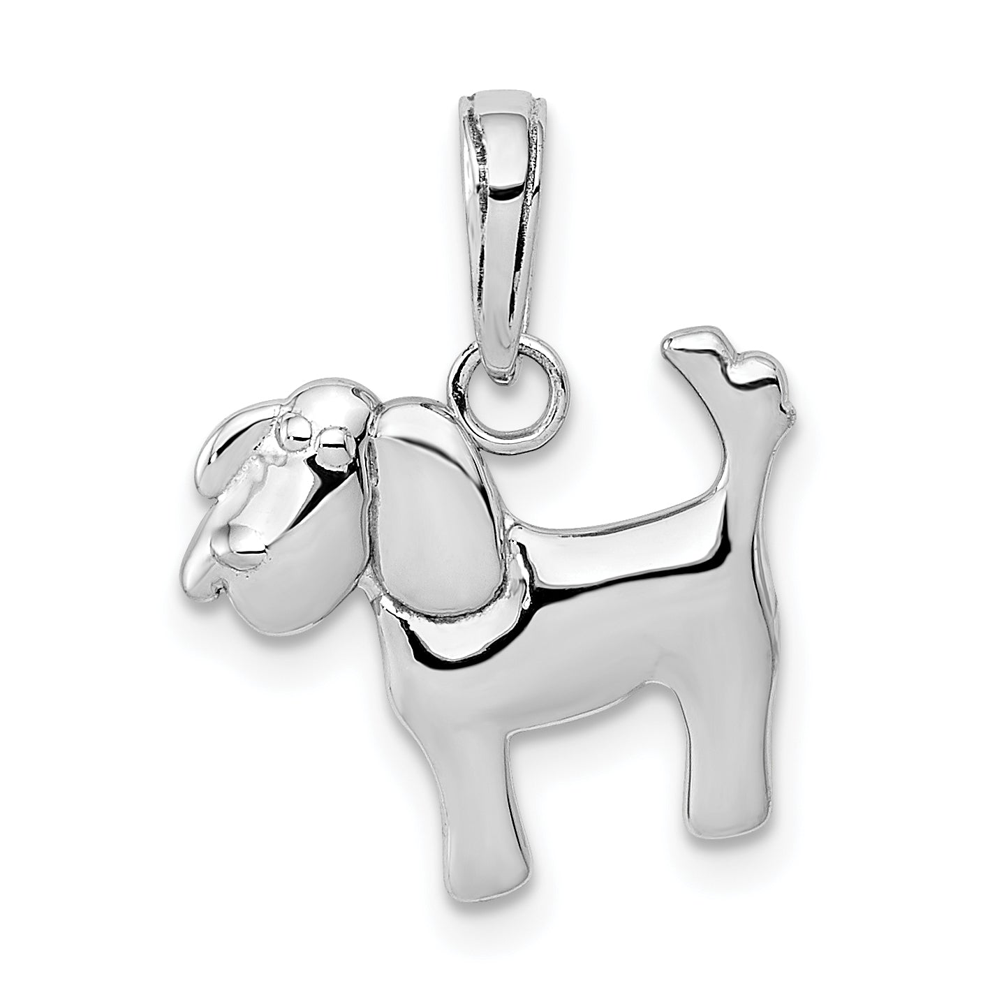 14k White Gold Polished Dog Charm Main image