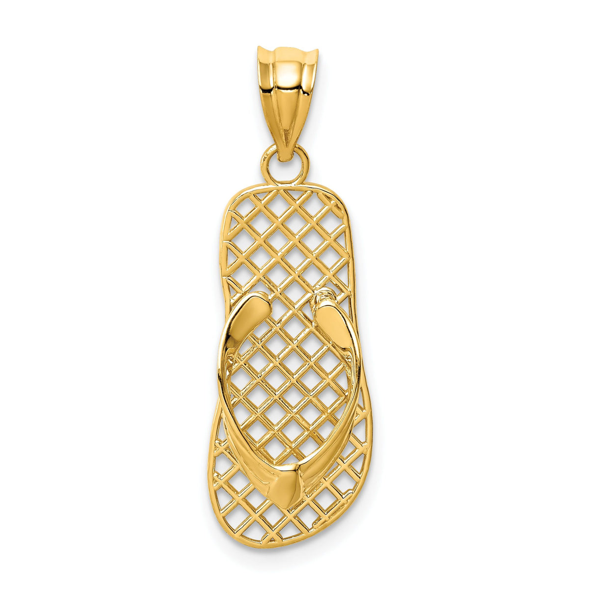 Mesh Flip-Flop Pendant in 14K Yellow Gold, 24mm - Sophia Jewelers Main image