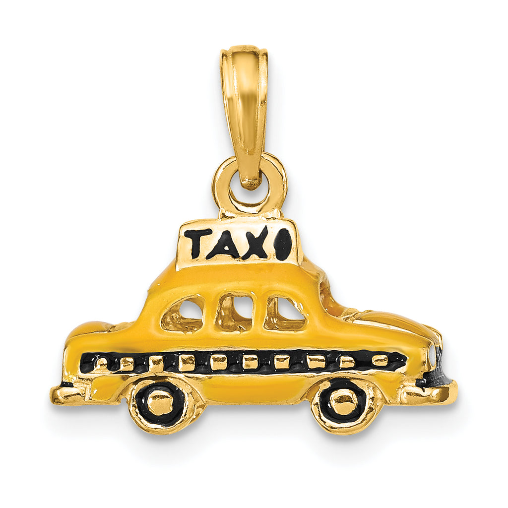 14k 3-D Enameled TAXI Pendant