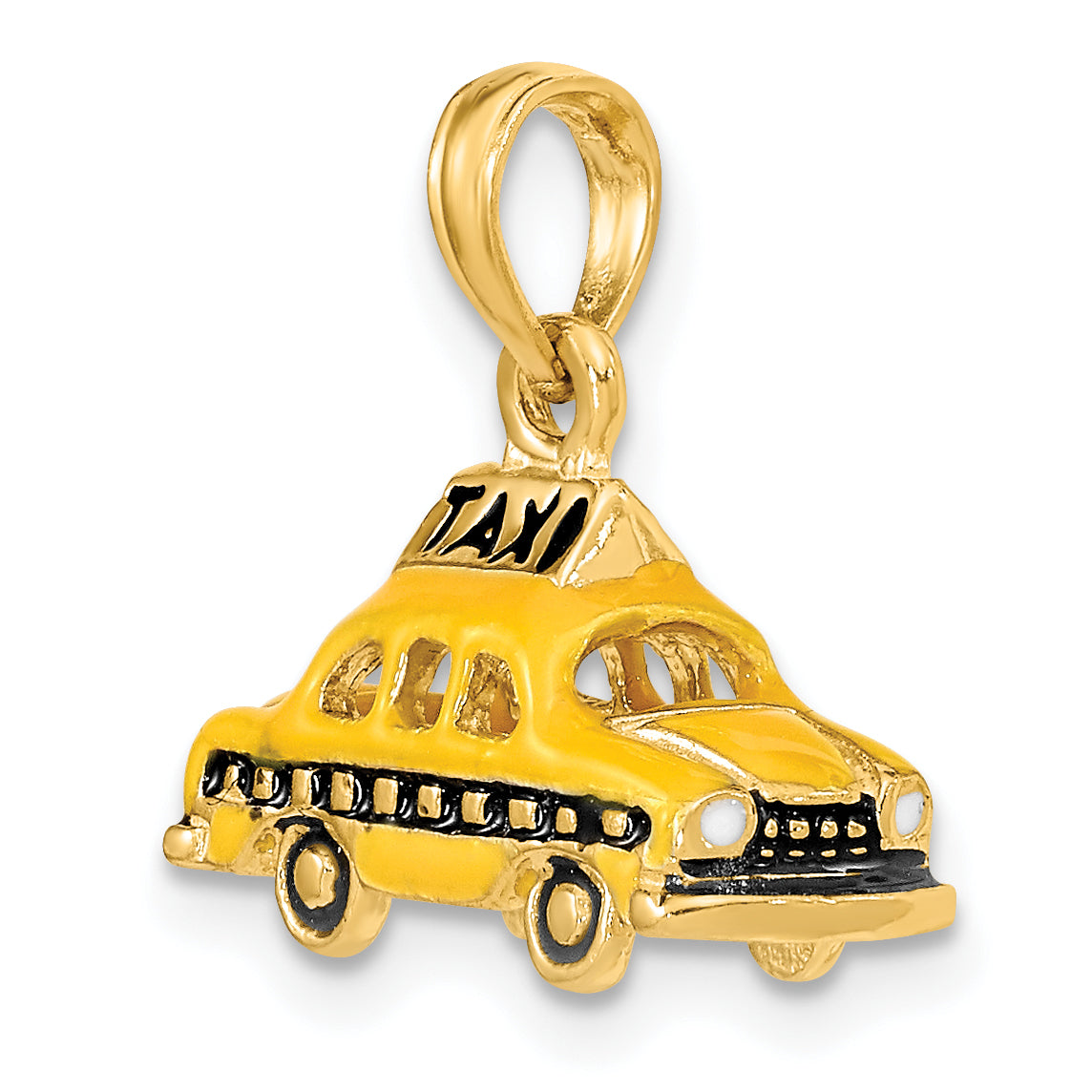 14k 3-D Enameled TAXI Pendant