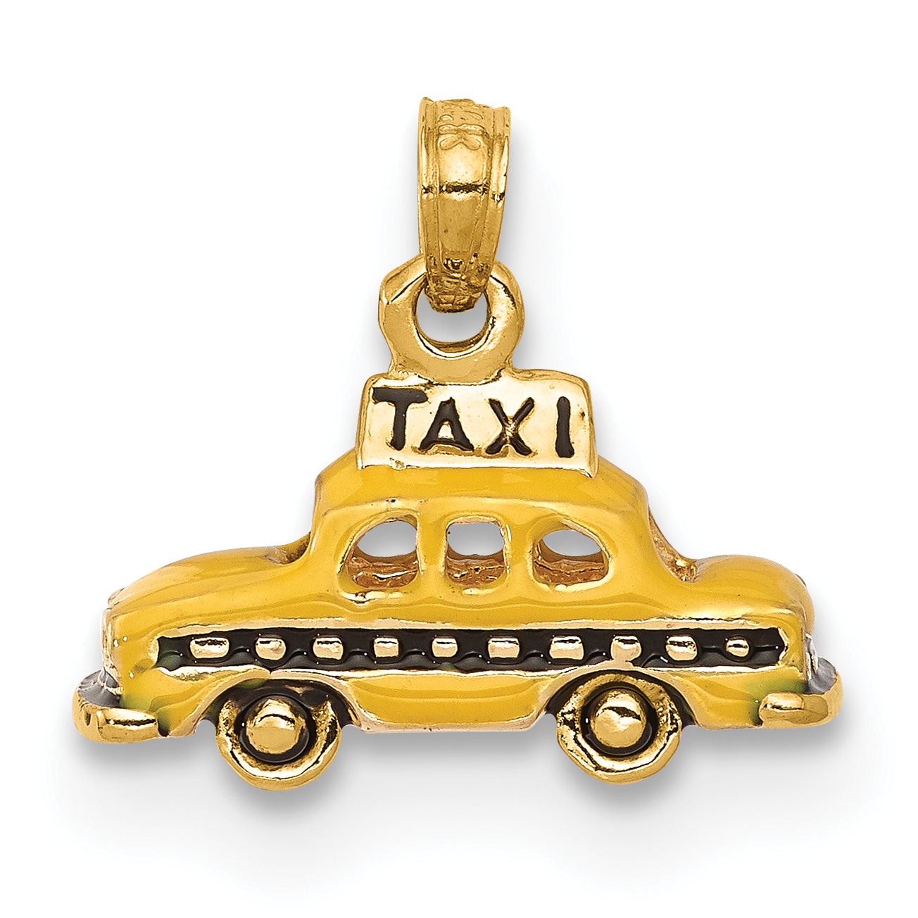 14k 3-D Enameled TAXI Pendant Main image