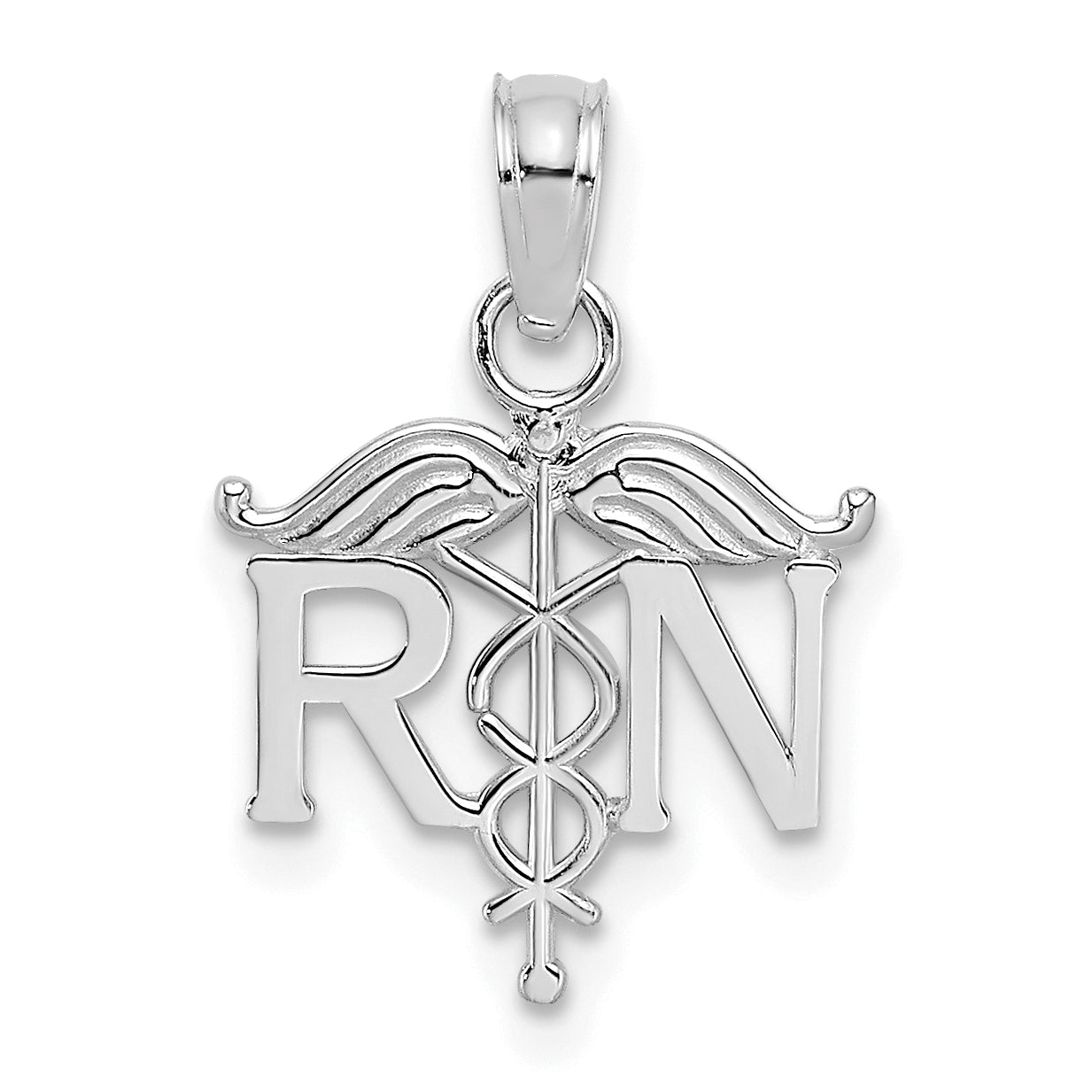 14K White Gold RN Registered Nurse Pendant Main image