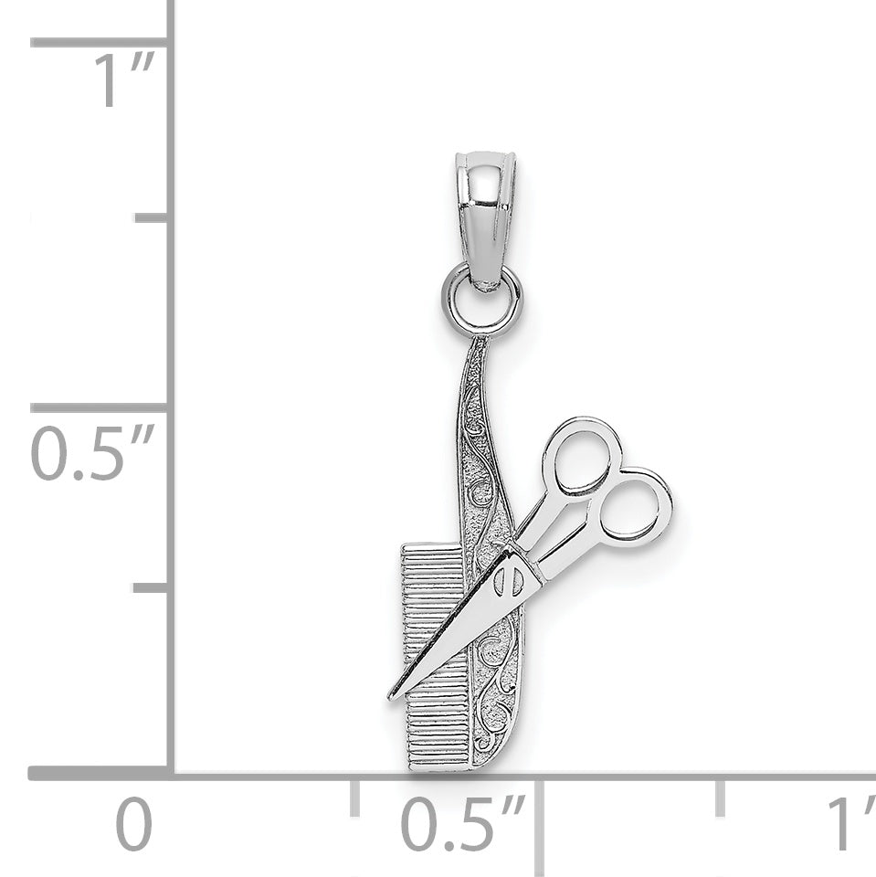 14k White Gold Comb and Scissors Charm