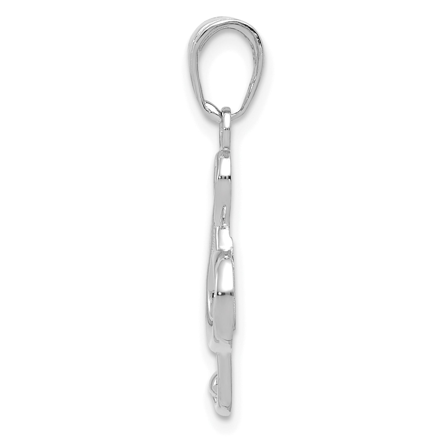 14k White Gold Polished Open-Backed Treble Clef Pendant Secondary image