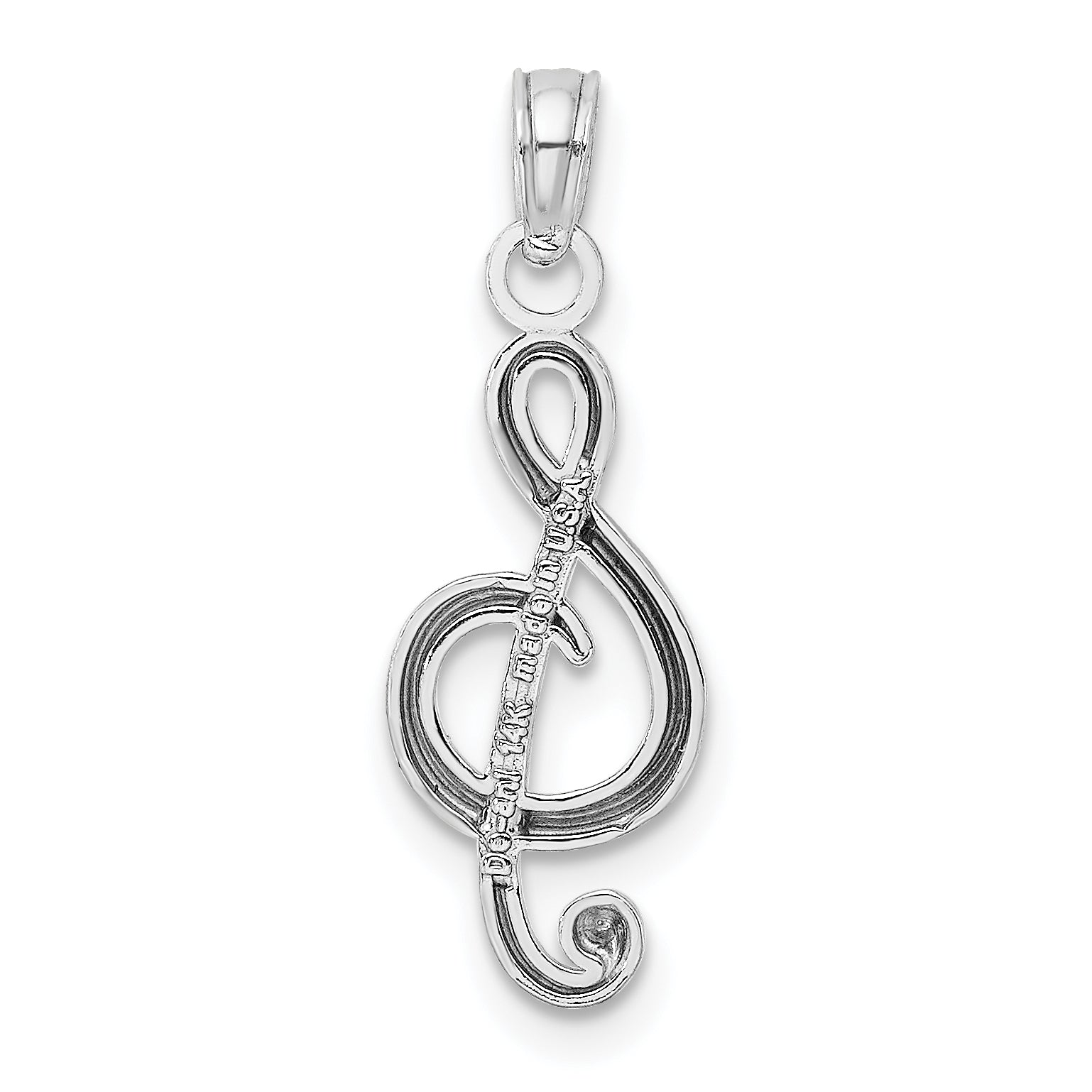 14k White Gold Polished Open-Backed Treble Clef Pendant