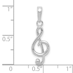14k White Gold Polished Open-Backed Treble Clef Pendant
