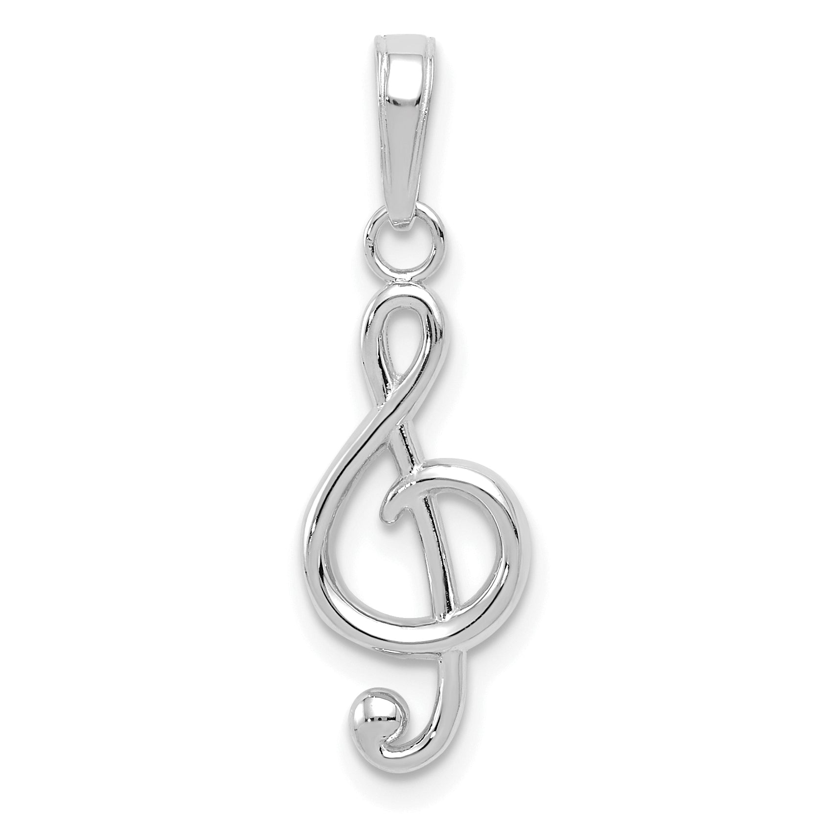 14k White Gold Polished Open-Backed Treble Clef Pendant Main image