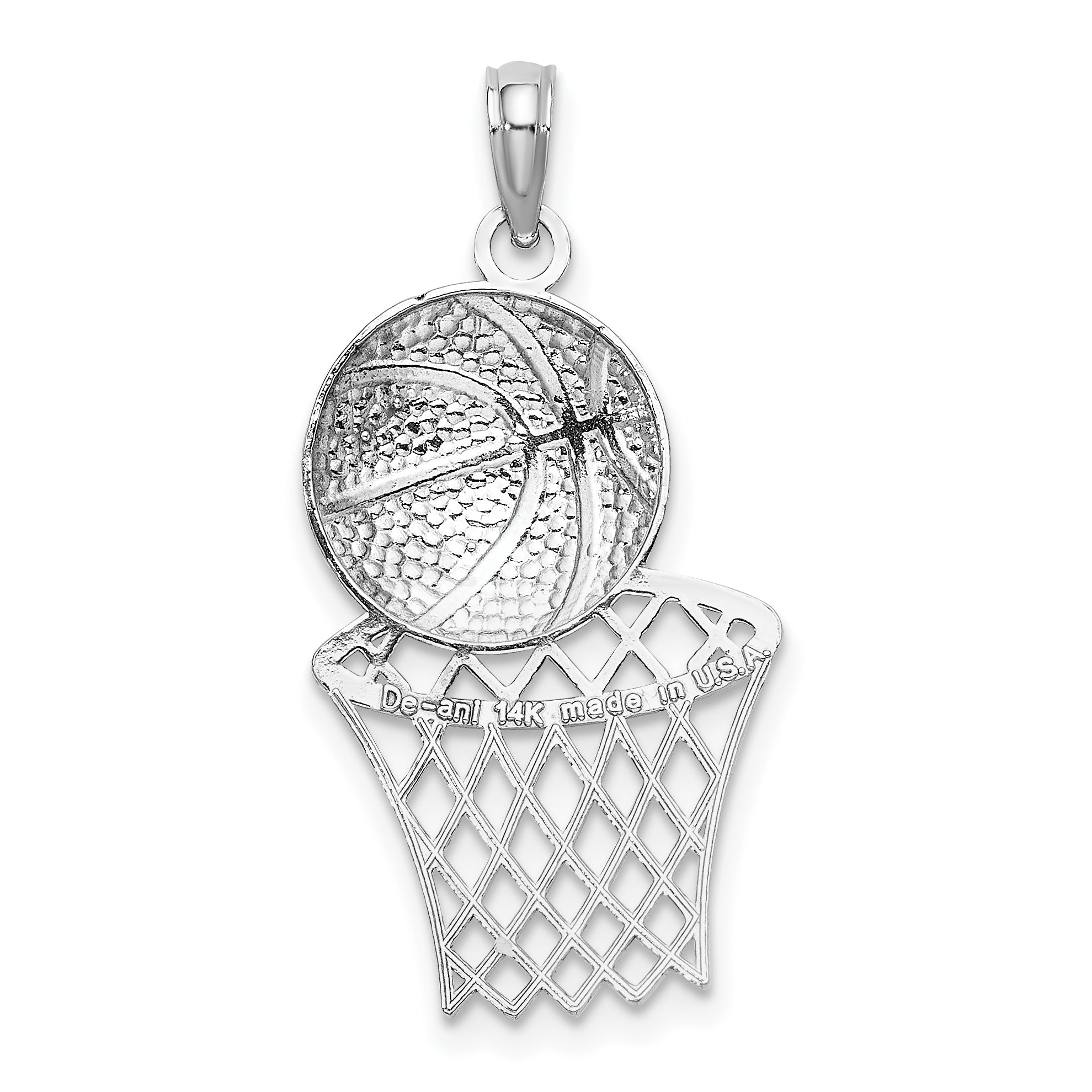14K White Basketball and Net Charm