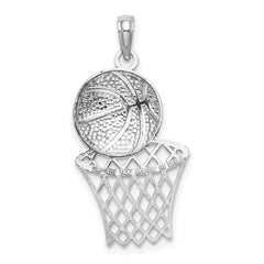 14K White Basketball and Net Charm