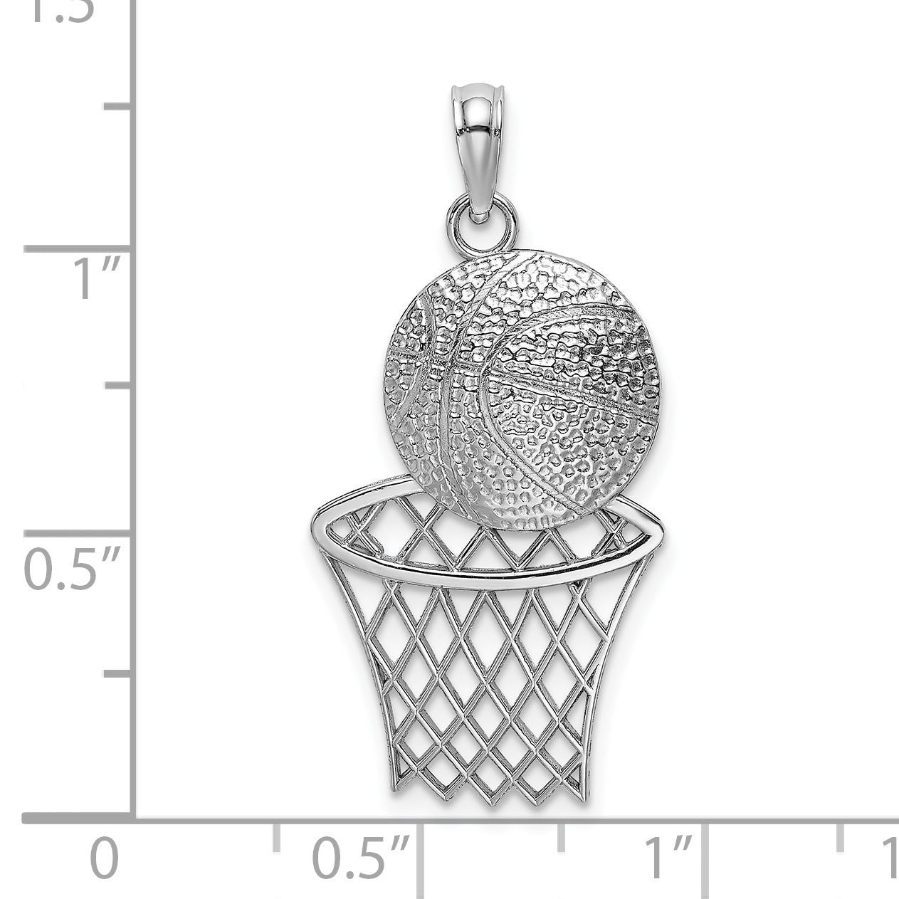 14K White Basketball and Net Charm