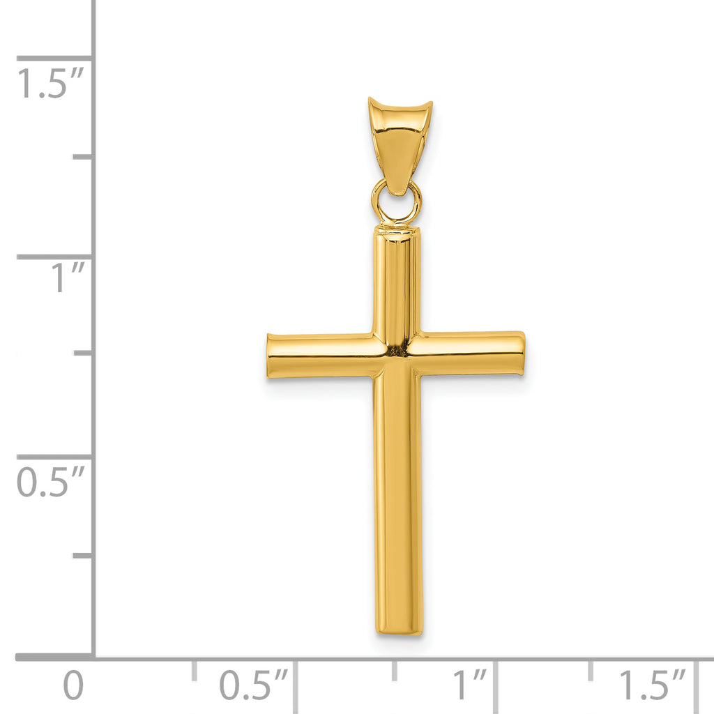 14K Polished Hollow Cross Pendant