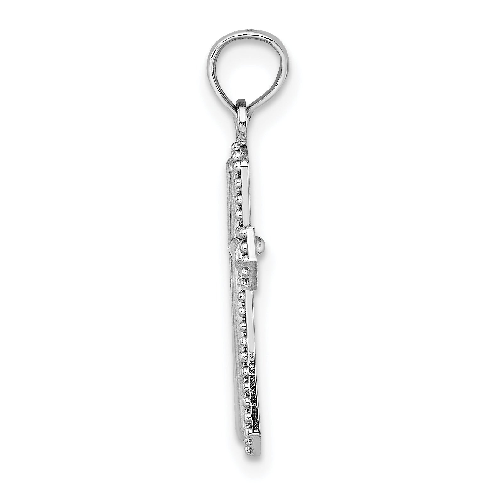 14K White Gold Beaded Trim Cross Charm Secondary image