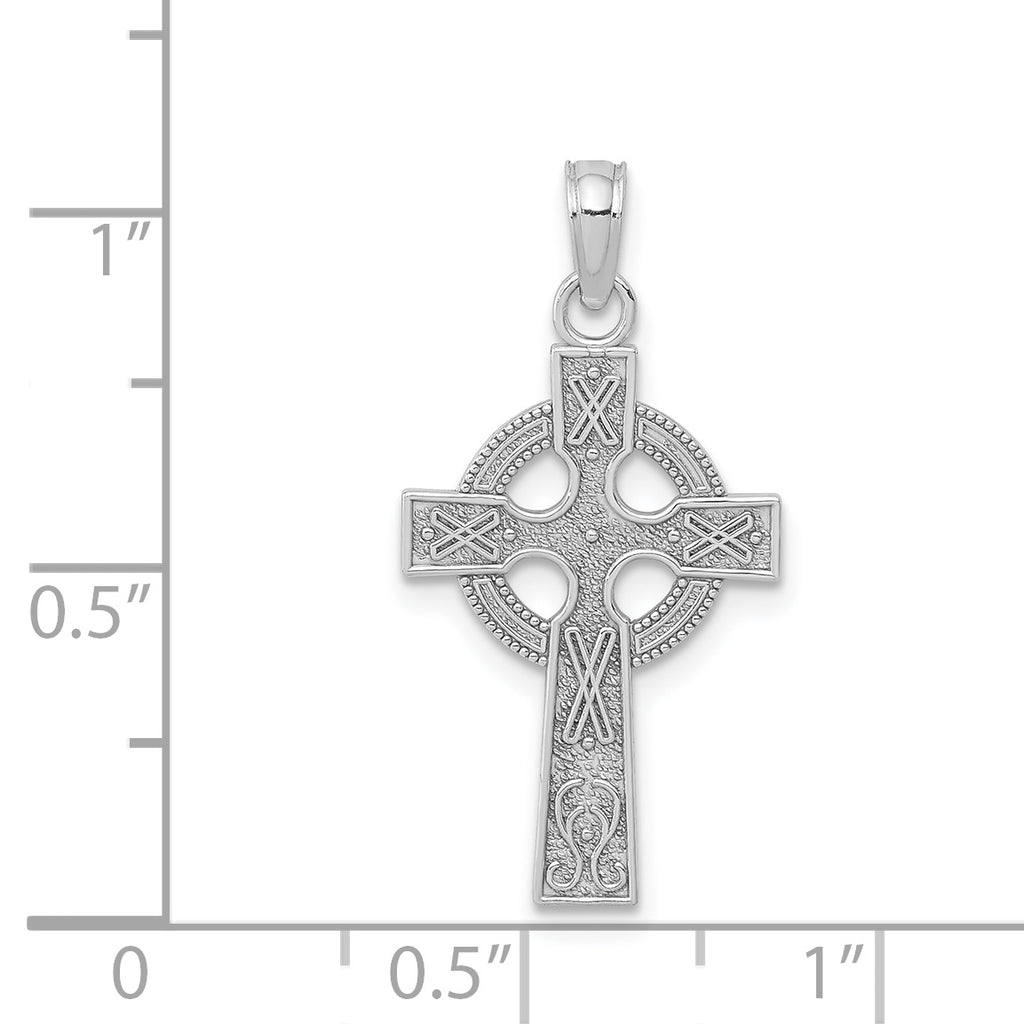14k White Gold Celtic Cross Pendant
