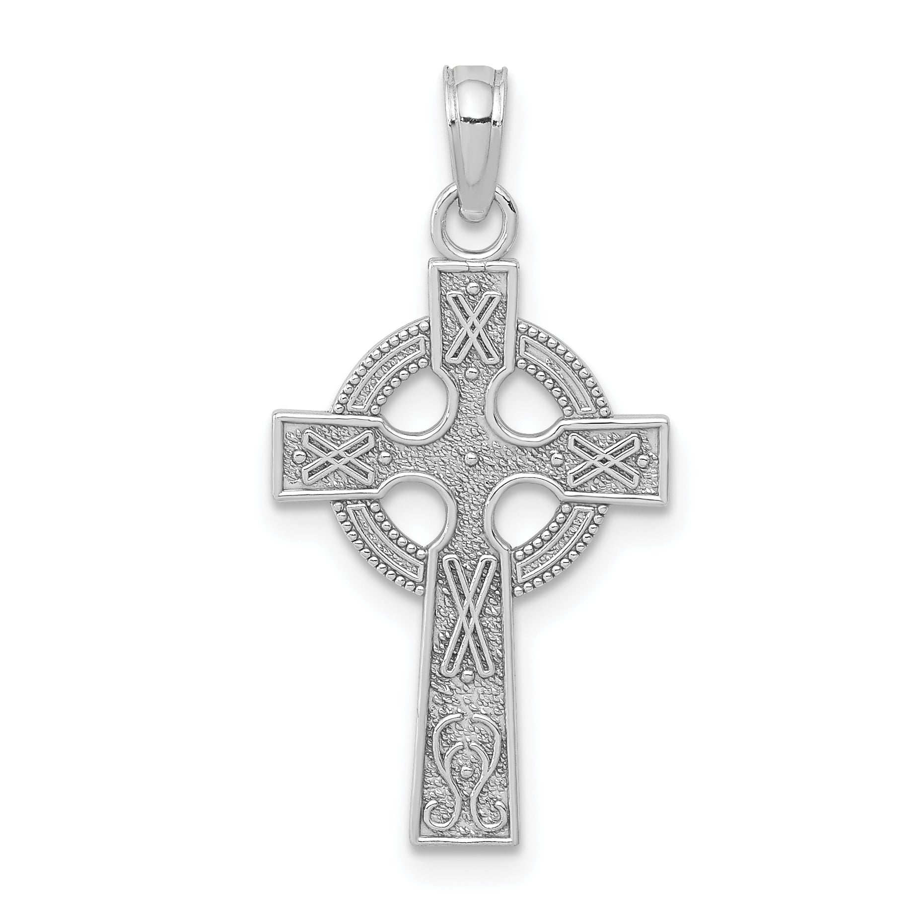 14k White Gold Celtic Cross Pendant Main image