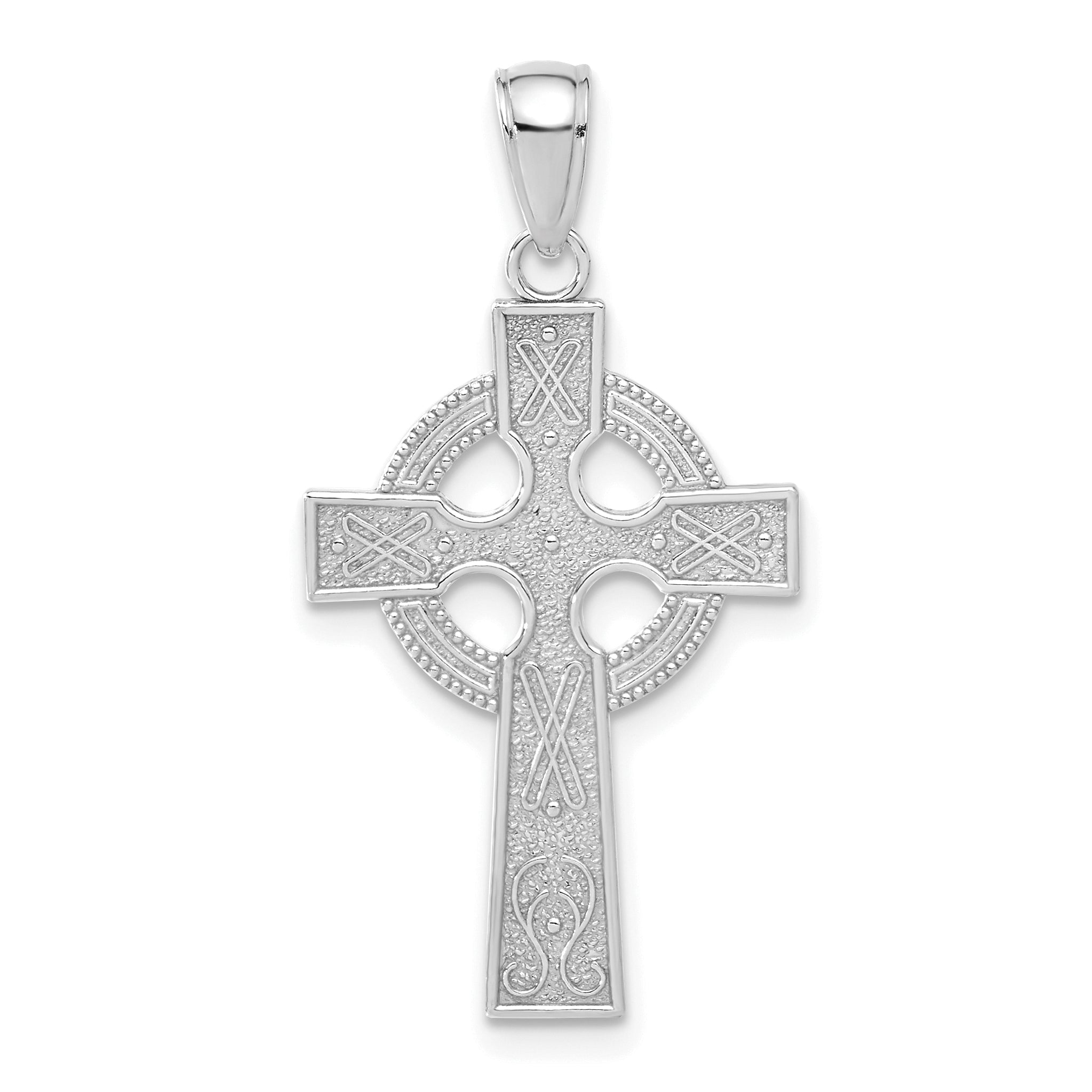 14k White Gold Celtic Cross Pendant Main image