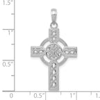 14K White Gold Diamond-cut Celtic Cross Pendant