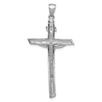 14k White Gold Textured Tree INRI Crucifix Pendant