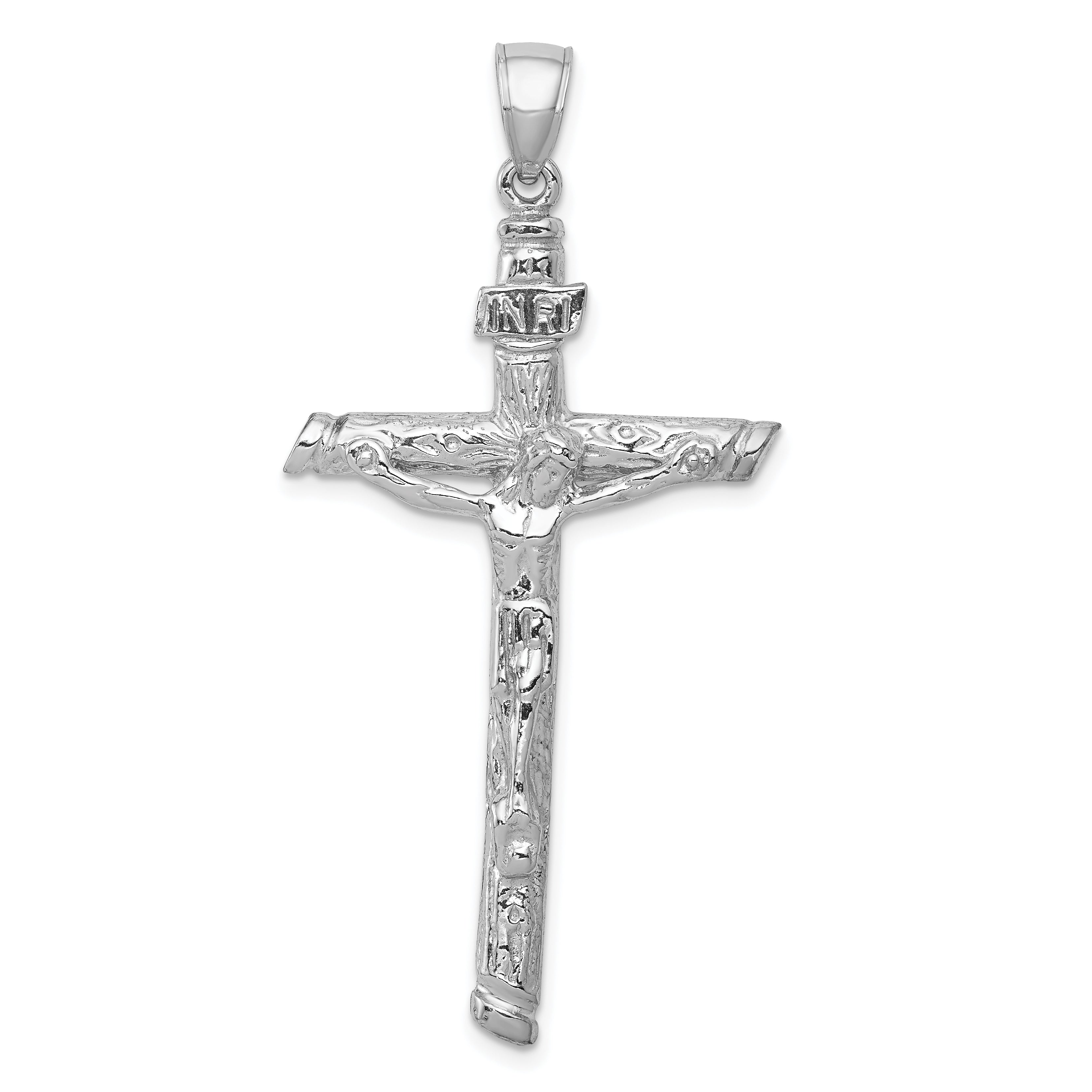 14k White Gold INRI Crucifix Pendant Main image