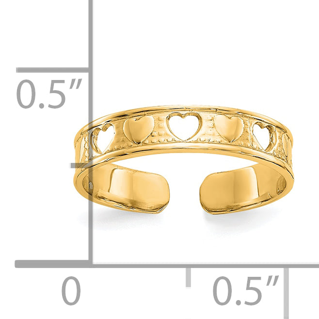 14k Polished w/ Hearts Toe Ring