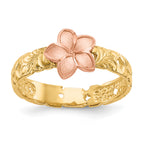 Plumeria Baby Ring in 14K Two-Tone Gold, Satin & Diamond-Cut, Size 3 - Sophia Jewelers
